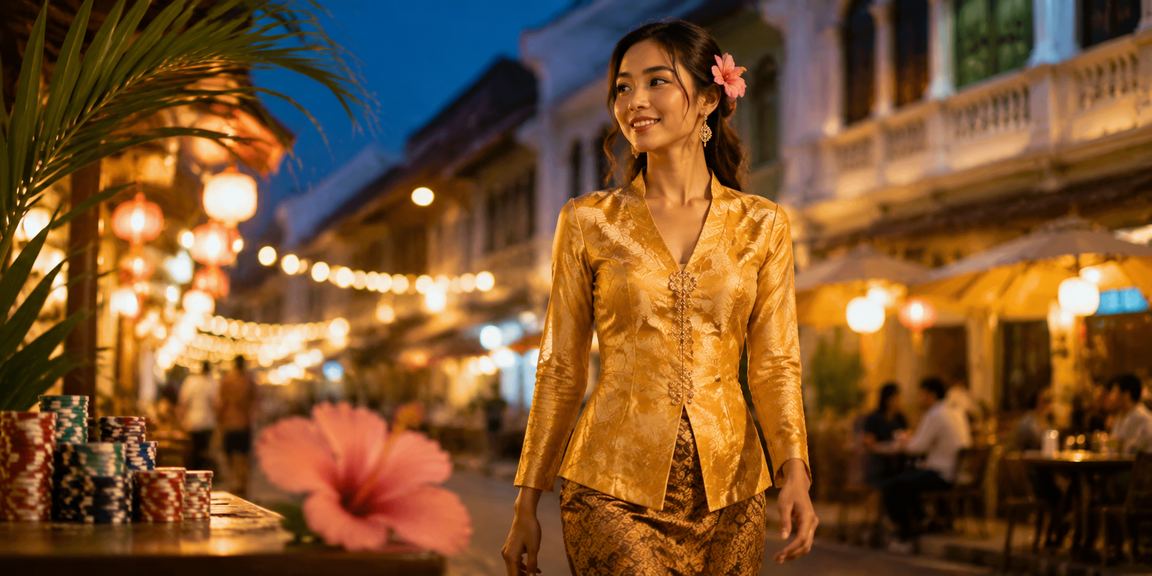 Pengguna berbusana kebaya di Ipoh menikmati permainan kasino dalam talian platform 2038