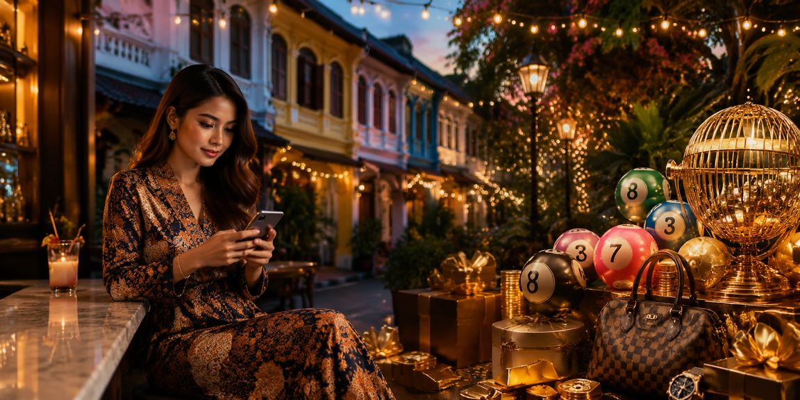 Pengguna di Pulau Pinang berbusana batik memilih nombor loteri dalam talian melalui platform 2038